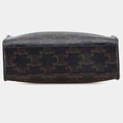 Pre Owned Celine Brown Mini Triomphe Coated Canvas Vertical Cabas Satchel