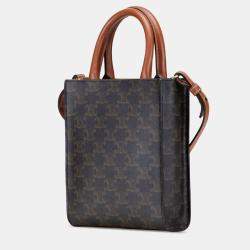 Pre Owned Celine Brown Mini Triomphe Coated Canvas Vertical Cabas Satchel