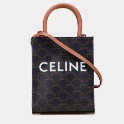 Pre Owned Celine Brown Mini Triomphe Coated Canvas Vertical Cabas Satchel
