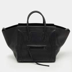 Pre Owned Celine Black Leather Medium Phantom Luggage Tote