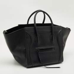 Pre Owned Celine Black Leather Medium Phantom Luggage Tote