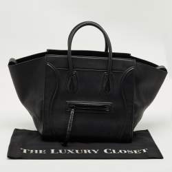 Pre Owned Celine Black Leather Medium Phantom Luggage Tote