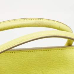 Pre Owned Celine Lime Yellow Leather Mini Tie Tote