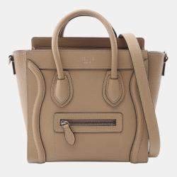 Pre Owned Celine Brown Nano Leather Luggage Tote