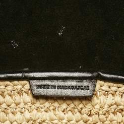 Pre Owned حقيبة سلة سيليين جلد أسود وكريمي ورافيا