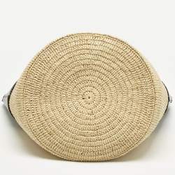 Pre Owned حقيبة سلة سيليين جلد أسود وكريمي ورافيا