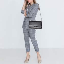 Pre Owned Celine Black/Brown Python and Leather Medium Case Flap Shoulder Bag