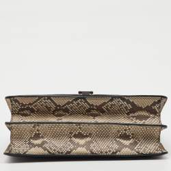 Pre Owned Celine Black/Brown Python and Leather Medium Case Flap Shoulder Bag