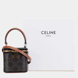 مملوكة مسبقًا Celine Brown Mini Triomphe Coated Canvas Vanity Case