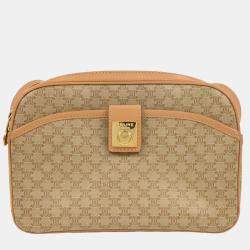 Pre Owned Celine Beige PVC Macadam Shoulder Bag