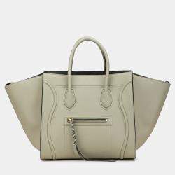 Pre Owned Celine Green Medium Leather Luggage Phantom Tote