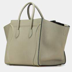 Pre Owned Celine Green Medium Leather Luggage Phantom Tote