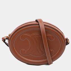 Pre Owned Small Calfskin Cuir Triomphe Oval Crossbody