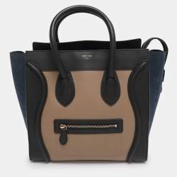 Pre Owned Celine Multicolor Leather and Suede Mini Luggage Tote