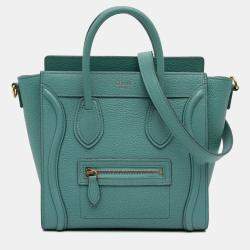 Pre Owned Celine Blue Nano Goatskin Luggage Tote