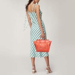 Pre Owned حقيبة يد سيلين ميني لاغيدج جلد برتقالي داكن