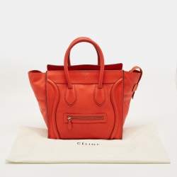 Pre Owned حقيبة يد سيلين ميني لاغيدج جلد برتقالي داكن