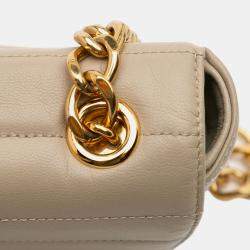 Pre Owned Celine Brown Matelasse Goatskin Monochrome Chain Shoulder Bag