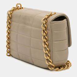 Pre Owned Celine Brown Matelasse Goatskin Monochrome Chain Shoulder Bag