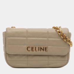 Pre Owned Celine Brown Matelasse Goatskin Monochrome Chain Shoulder Bag