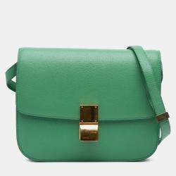 Pre Owned Celine Green Medium Calfskin Classic Box
