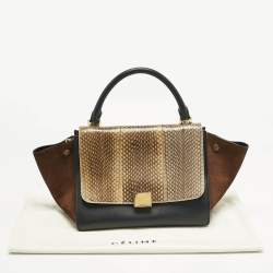 Pre Owned حقيبة سيليـن صغيرة يد علوية جلد ثلاثية الألوان وجلد الثعبان ترابيض