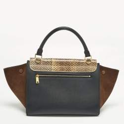 Pre Owned حقيبة سيليـن صغيرة يد علوية جلد ثلاثية الألوان وجلد الثعبان ترابيض