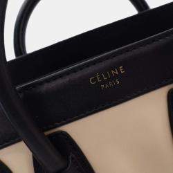 Pre Owned Celine Beige Nano Tricolor Leather Luggage Tote