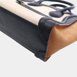 Pre Owned Celine Beige Nano Tricolor Leather Luggage Tote