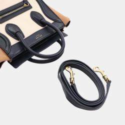 Pre Owned Celine Beige Nano Tricolor Leather Luggage Tote