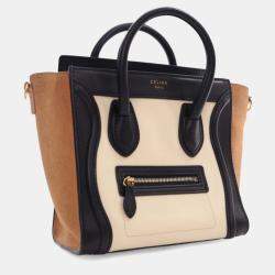 Pre Owned Celine Beige Nano Tricolor Leather Luggage Tote