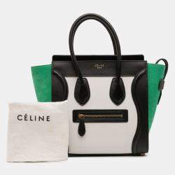 Pre Owned Celine Multicolor Micro Tricolor Nubuck and Calfskin Luggage Tote