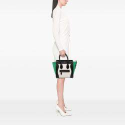 Pre Owned Celine Multicolor Micro Tricolor Nubuck and Calfskin Luggage Tote