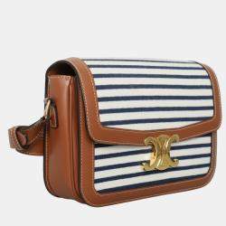 Pre Owned Celine Stripes Medium Triomphe Bag