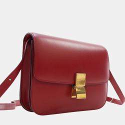 Pre Owned Celine Red Medium Calfskin Classic Box