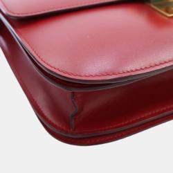 Pre Owned Celine Red Medium Calfskin Classic Box