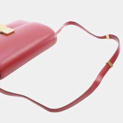 Pre Owned Celine Red Medium Calfskin Classic Box