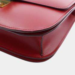 Pre Owned Celine Red Medium Calfskin Classic Box