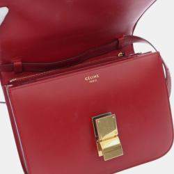 Pre Owned Celine Red Medium Calfskin Classic Box