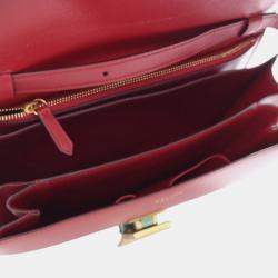 Pre Owned Celine Red Medium Calfskin Classic Box
