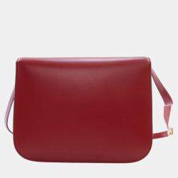 Pre Owned Celine Red Medium Calfskin Classic Box