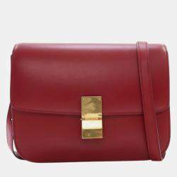 Pre Owned Celine Red Medium Calfskin Classic Box