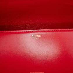 Pre Owned Celine Red Classique Shiny Calfskin Triomphe Crossbody