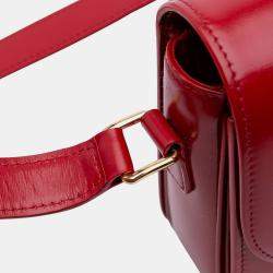 Pre Owned Celine Red Classique Shiny Calfskin Triomphe Crossbody