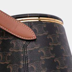 Pre Owned Celine Brown Triomphe Coated Canvas Triomphe Nina Minaudiere Bag