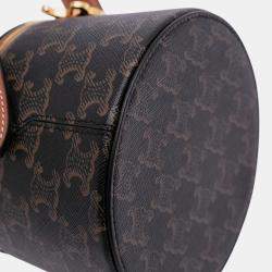 Pre Owned Celine Brown Triomphe Coated Canvas Triomphe Nina Minaudiere Bag