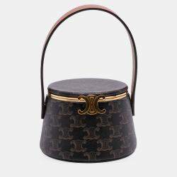 Pre Owned Celine Brown Triomphe Coated Canvas Triomphe Nina Minaudiere Bag