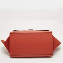 Pre Owned Celine Orange Leather and Suede Medium Trapeze Top Handle Bag