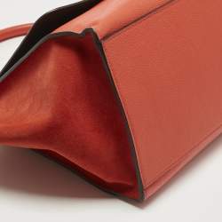 Pre Owned Celine Orange Leather and Suede Medium Trapeze Top Handle Bag