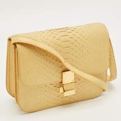 مملوكة مسبقًا Celine Yellow Python Medium Box Shoulder Bag